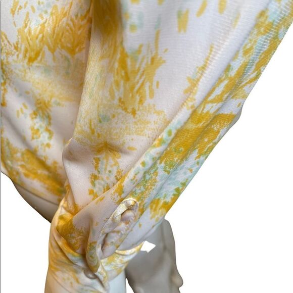 Vintage 1970s Vera Button Down Geometric Long Sleeve Shirt M Saffron Marigold - Picture 13 of 15